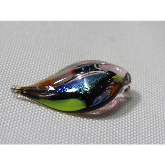 Multi Color Fused Art Glass Pendant Charm 1" Sparkle Rainbow Teardrop Boho Charm - Picture 7 of 8